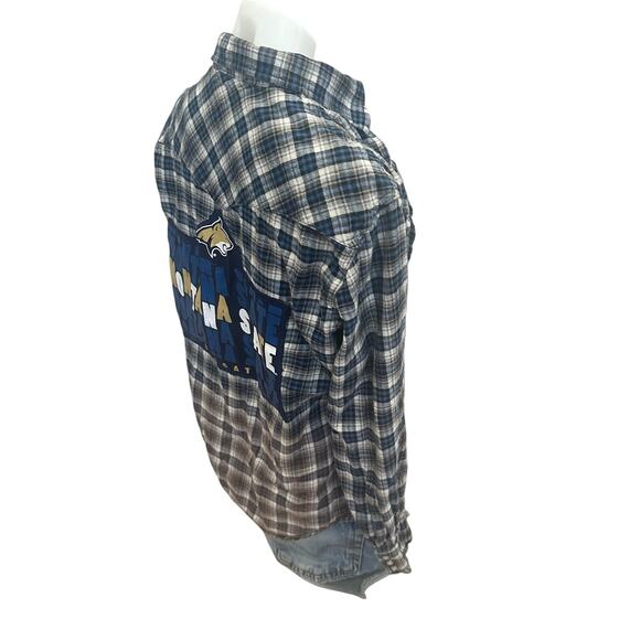 Montana State University Bobcats Plaid Flannel Button Down Shirt LARGE Football - Picture 3 of 7